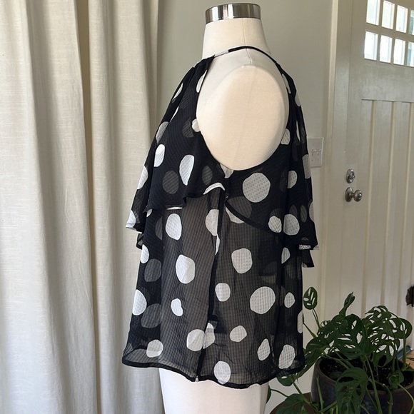 Who What Wear Tiered Tank Blouse in Polka Dot NWT XS - Picture 4 of 11